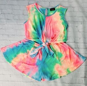 Tie-Dye shorts romper‎